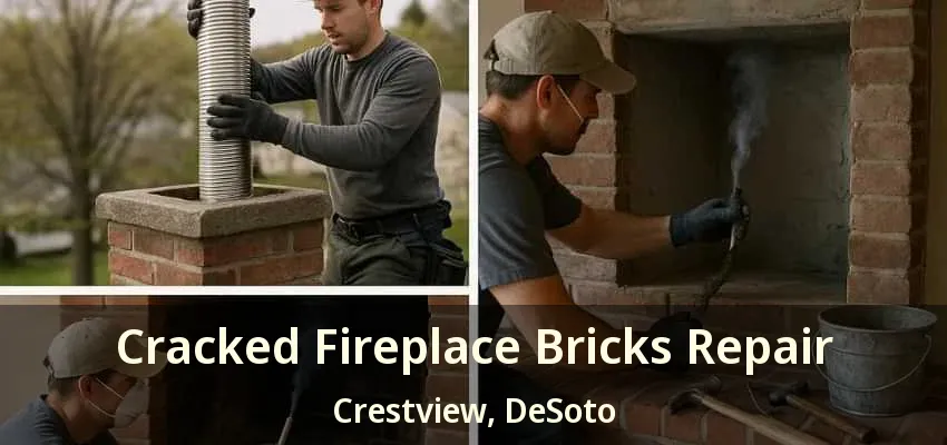 Cracked Fireplace Bricks Repair Crestview, DeSoto - TX