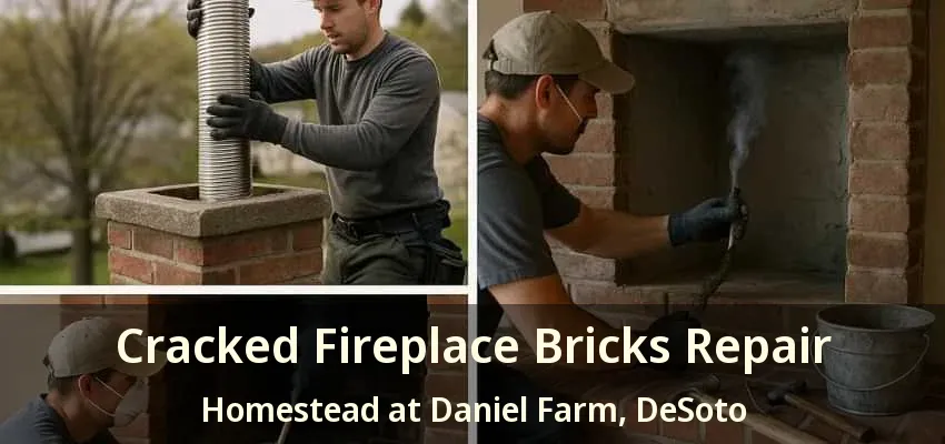 Cracked Fireplace Bricks Repair Homestead at Daniel Farm, DeSoto - TX